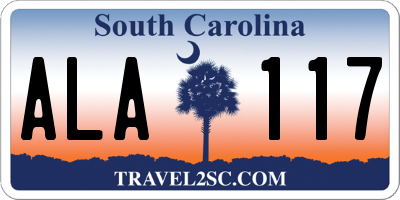 SC license plate ALA117