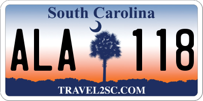 SC license plate ALA118