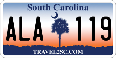 SC license plate ALA119
