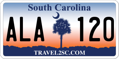 SC license plate ALA120