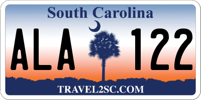 SC license plate ALA122