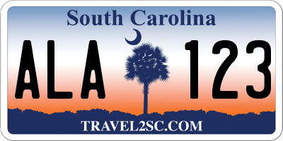 SC license plate ALA123