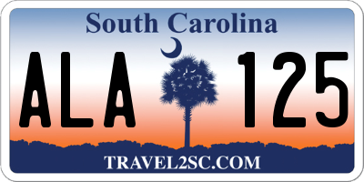 SC license plate ALA125