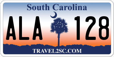 SC license plate ALA128