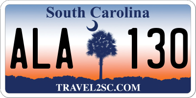 SC license plate ALA130