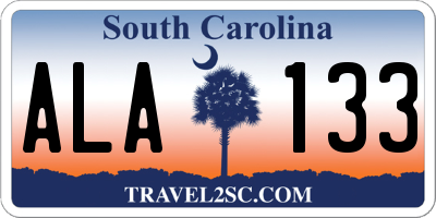 SC license plate ALA133