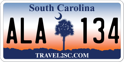 SC license plate ALA134