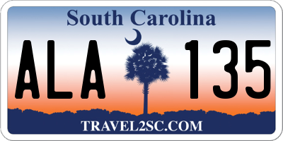 SC license plate ALA135
