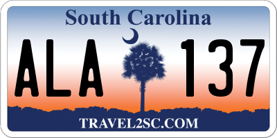 SC license plate ALA137