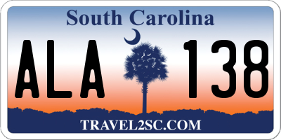 SC license plate ALA138