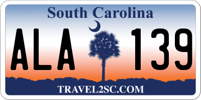 SC license plate ALA139