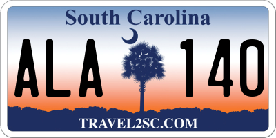 SC license plate ALA140