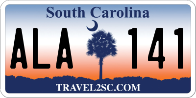 SC license plate ALA141
