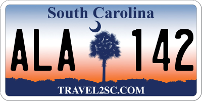 SC license plate ALA142
