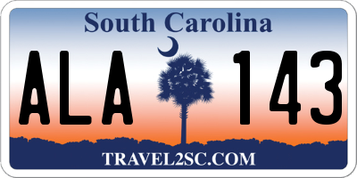 SC license plate ALA143