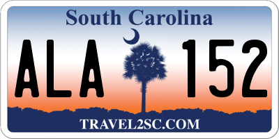SC license plate ALA152