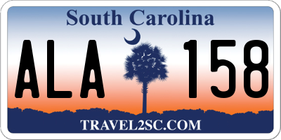 SC license plate ALA158
