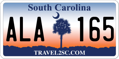 SC license plate ALA165