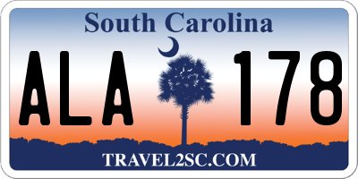 SC license plate ALA178