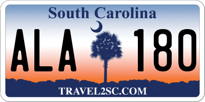 SC license plate ALA180