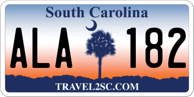 SC license plate ALA182