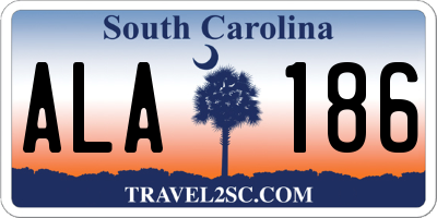 SC license plate ALA186