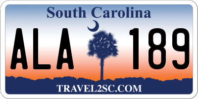 SC license plate ALA189