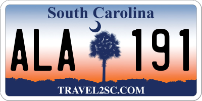 SC license plate ALA191