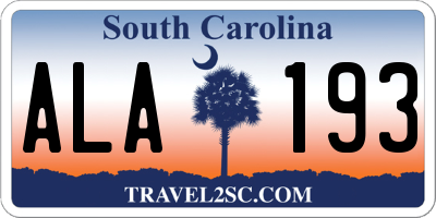 SC license plate ALA193