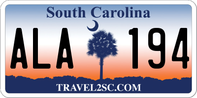 SC license plate ALA194