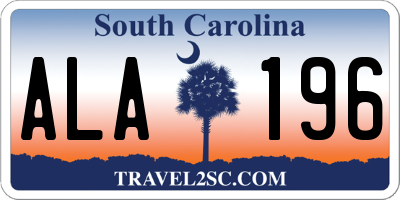 SC license plate ALA196