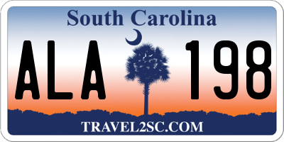 SC license plate ALA198