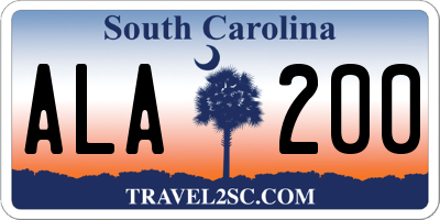 SC license plate ALA200