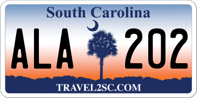 SC license plate ALA202