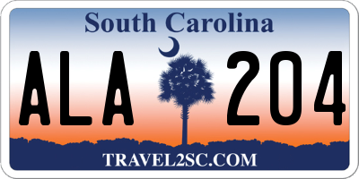 SC license plate ALA204