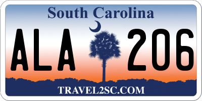 SC license plate ALA206