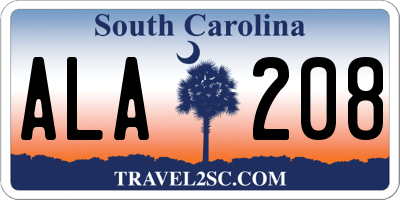 SC license plate ALA208