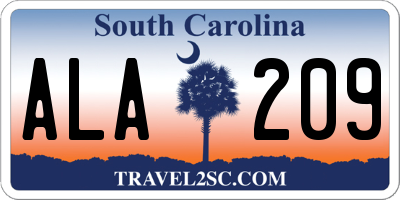 SC license plate ALA209