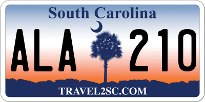 SC license plate ALA210