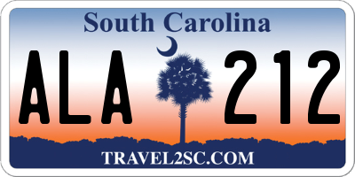 SC license plate ALA212