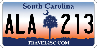 SC license plate ALA213