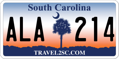 SC license plate ALA214