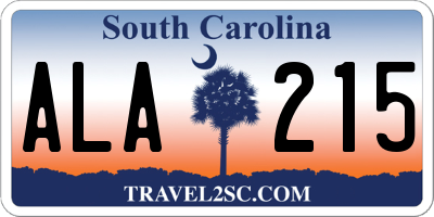 SC license plate ALA215