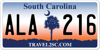 SC license plate ALA216