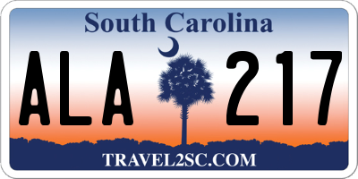 SC license plate ALA217