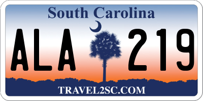 SC license plate ALA219