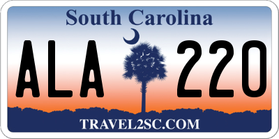 SC license plate ALA220