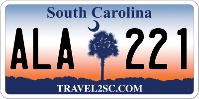 SC license plate ALA221