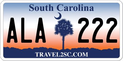 SC license plate ALA222
