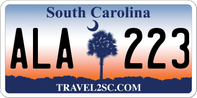 SC license plate ALA223